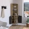 Tuhome Audra Corner Bar Cabinet Six Built-in Wine Rack, Two Shelves, Four Shelves With Door, Aged Oak/Black BMW7763 - alternate 5